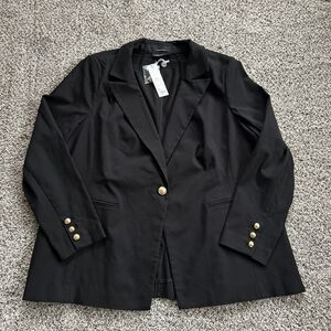 NWT $89 Lane Bryant size 24 THE BRYANT BLAZER One Gold Button Closure BLACK K24